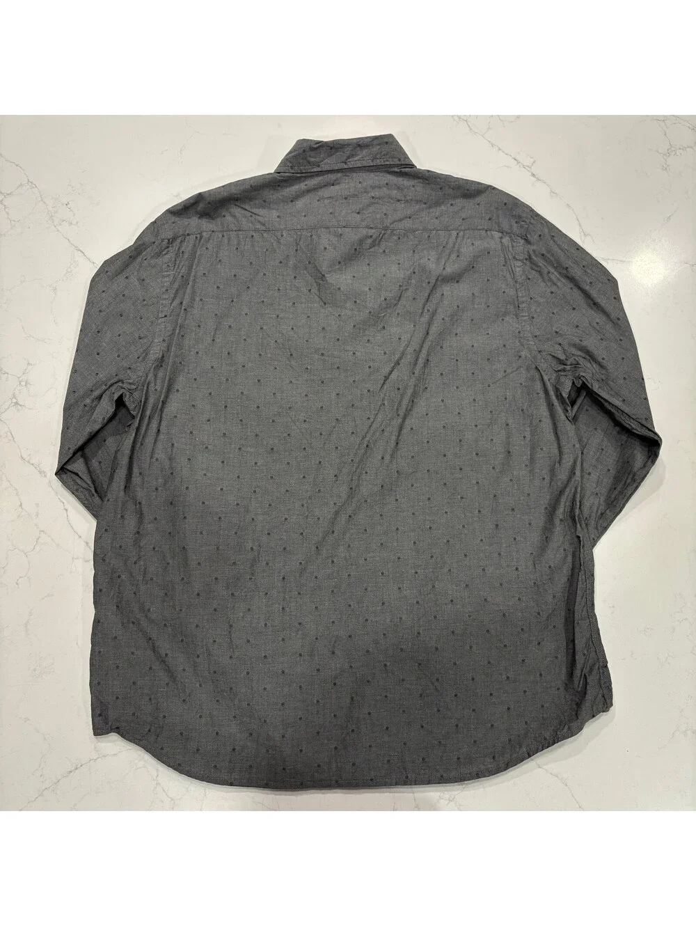 Banana Republic Untucked Fit Textured Dot Button Down Shirt Grey Men's L